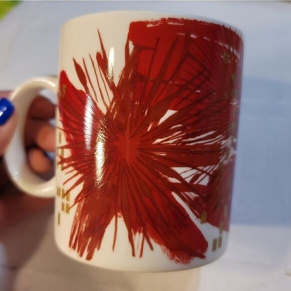 Starbucks 2014 Christmas Mug 12 ounces Poinsettia - Picture 2 of 6